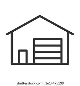 depot, barn, building, linear icon. Editable stroke