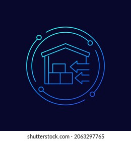 depot, move to warehouse line vector icon