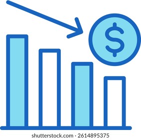 Depreciation Icon Blue Vector Illustration