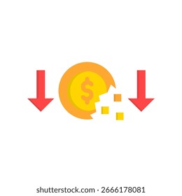 Icono de depreciación Ilustración vectorial plana