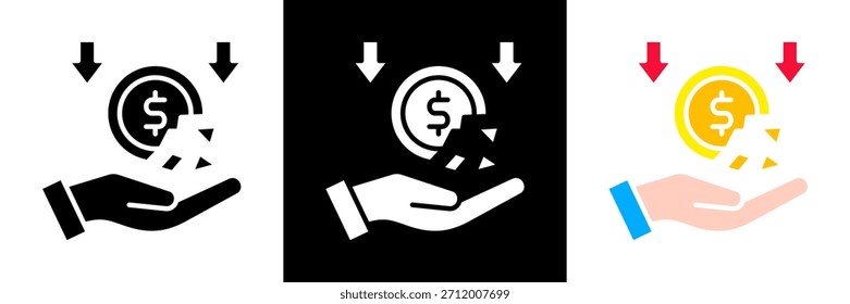 Ícone de Depreciação Definir Vetor de glifo Ilustração