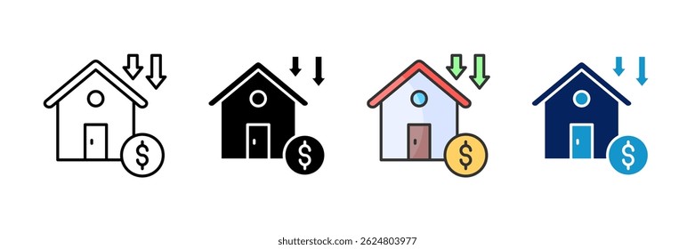 Conjunto de iconos de depreciación Colección de estilos múltiples