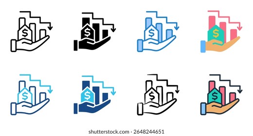 Depreciation icon set multiple style collection 
