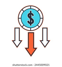La Imagen de la Ilustración vectorial del icono de la depreciación sobre fondo blanco se puede utilizar para las finanzas