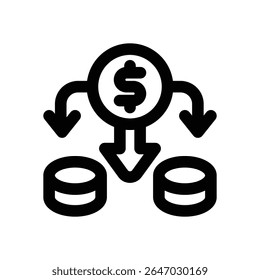depreciation line icon. Clean and minimalist vector icon for websites, mobile apps, presentations, and logos. Fully scalable and customizable for any project.