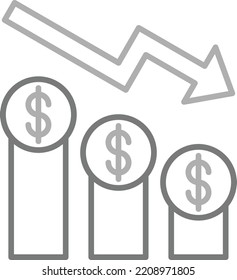 Icono vector de depreciación. Se puede usar para imprimir, móviles y aplicaciones web.