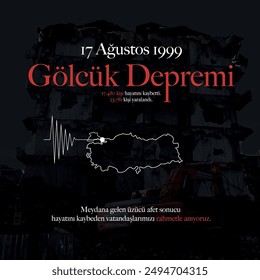 Gölcük Depremi. Marmara Depremi. 17 ağustos depremi. Türkiye deprem. Translation: August 17, 1999 Gölcük earthquake. 17,480 people lost their lives. 23,781 people were injured. 