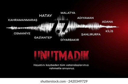 Türkiye Depremi. Translation: Turkey Earthquake. Get well soon to all of us. Kahramanmaras, Hatay, Osmaniye, Adıyaman, Gaziantep, Sanliurfa Diyarbakir, Malatya, Adana.