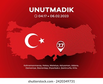 Türkiye Depremi. Translation: Turkey Earthquake. Get well soon to all of us. Kahramanmaras, Hatay, Osmaniye, Adıyaman, Gaziantep, Sanliurfa Diyarbakir, Malatya, Adana.