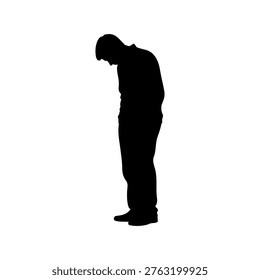 Depress man silhouette vector flat illustration design.