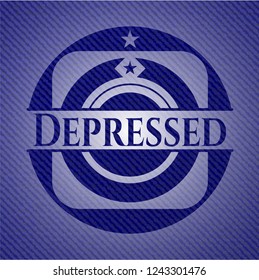 Depressed badge with denim texture
