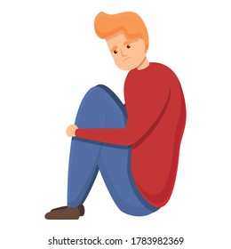 Icono de niño deprimido. Caricatura del icono del vector del niño deprimido para el diseño web aislado en fondo blanco