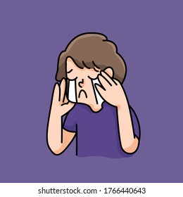 niño deprimido triste fracaso ninguna inspiración tierno ilustración de dibujos animados decepcionados dejar de intimidar