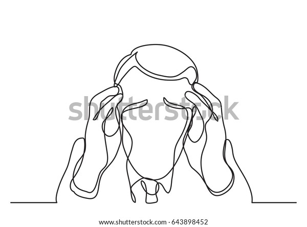 Depressed Businessman Continuous Line Drawing Stock Vector (Royalty ...