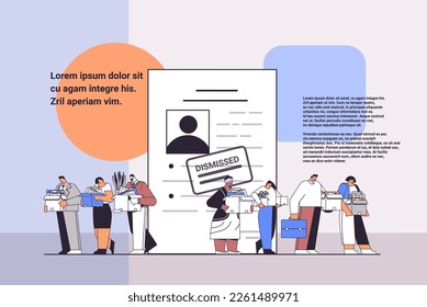 depressed businesspeople in despair dismissed business people with things walking city street unemployment crisis jobless concept