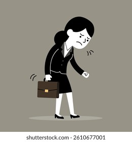 Depressed Businesswoman Illustration Exhausted, Stressed, and Overwhelmed work 
