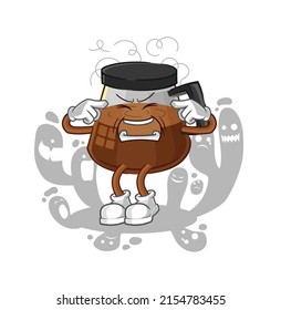 depressiver Kaffeemaschinencharakter. Cartoon-Vektorgrafik