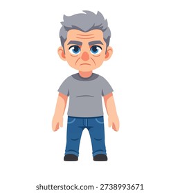 Depressed elderly man character flat design vector illustration empty state ui element