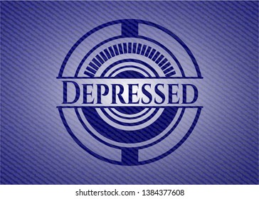 Depressed emblem with jean background. Vector Illustration. Detailed.