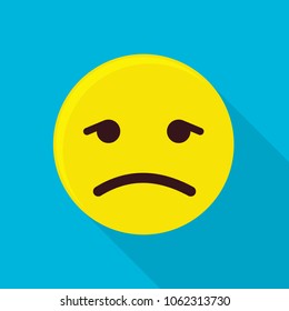 Depressed emoticon icon. Flat illustration of depressed emoticon vector icon for web