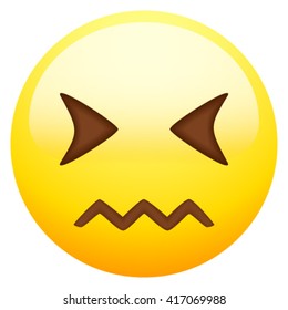Depressed emoticon isolated on white background.