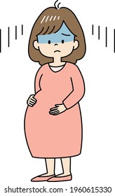 Depressed expectant mother with brown hair