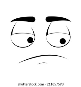 a depressed facial expression on a white background