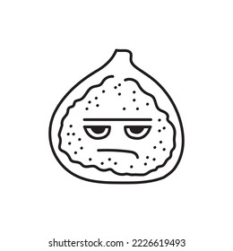Depressed fig color line icon. Mascot of emotions. Pictogram for web page, mobile app, promo.
