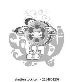 the depressed film reel character. cartoon vector