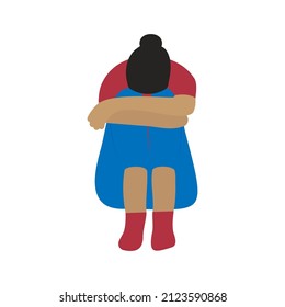 Depressed girl vector illustration on white background