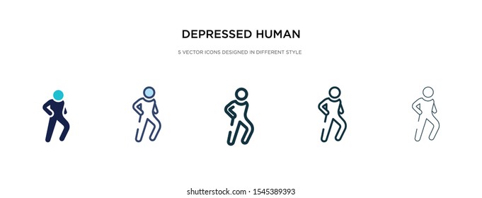 depressed human icon in different style vector illustration. two colored and black depressed human vector icons designed in filled, outline, line and stroke style can be used for web, mobile, ui