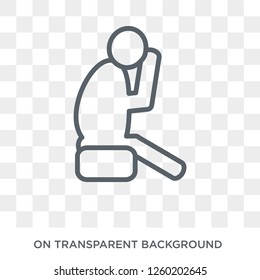 depressed human icon. Trendy flat vector depressed human icon on transparent background from Feelings collection. High quality filled depressed human symbol use for web and mobile