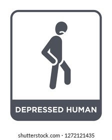 depressed human icon vector on white background, depressed human trendy filled icons from Feelings collection, depressed human simple element illustration