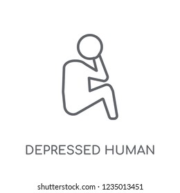 depressed human linear icon. Modern outline depressed human logo concept on white background from Feelings collection. Suitable for use on web apps, mobile apps and print media.