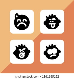 depressed icon. 4 depressed set with tired, sad and miserly vector icons for web and mobile app