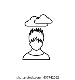 Depressed man with dark cloud over his head icon