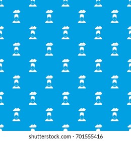Depressed man with dark cloud over his head pattern repeat seamless in blue color for any design. Vector geometric illustration