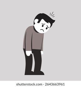 Depressed Man Illustration: Compreendendo e abordando a tristeza ilustração de vetor plana
