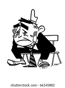 Depressed Man - Retro Clipart Illustration