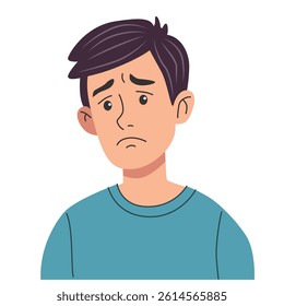 Depressed man with sad expression showing mental health awareness, stress, expressing negative emotions