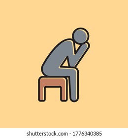 Depressed man sitting in chair. Vector illustration