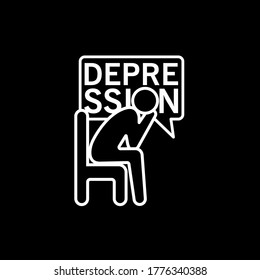 Hombre deprimido sentado en la silla. Ilustración del vector