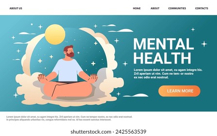depressed man sitting lotus pose sad guy suffering from psychological diseases anxiety mental health awareness month concept