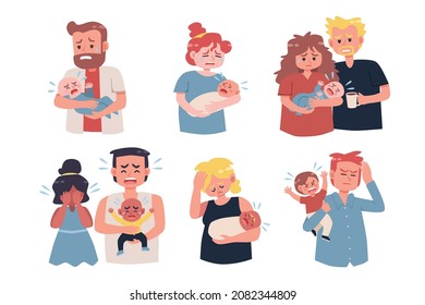 Depressed parents with crying baby