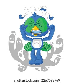 the depressed peacock character. cartoon vector