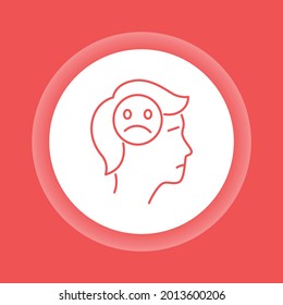 Depressed person color button icon. Mental disorder concept. Isolated vector element. Outline pictogram for web page, mobile app, promo