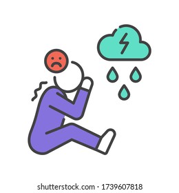 Depressed person color line icon. Mental disorder concept. Sign for web page, mobile app, button, logo. Editable stroke