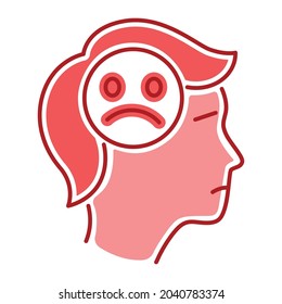 Depressed person color line icon. Mental disorder concept.