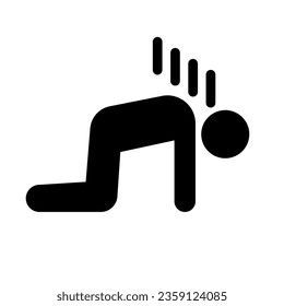 Depressed person kneeling silhouette icon. Vector.