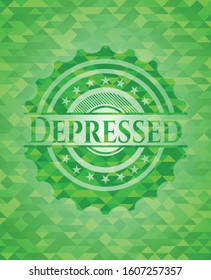 Depressed realistic green mosaic emblem. Vector Illustration. Detailed.